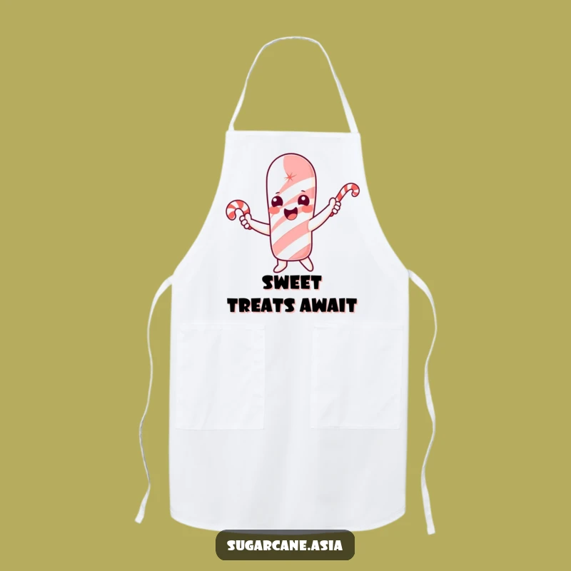 Funny Sugarcane Apron, Festive Kitchen Fun & Candy Cane, Unique Funny Gift