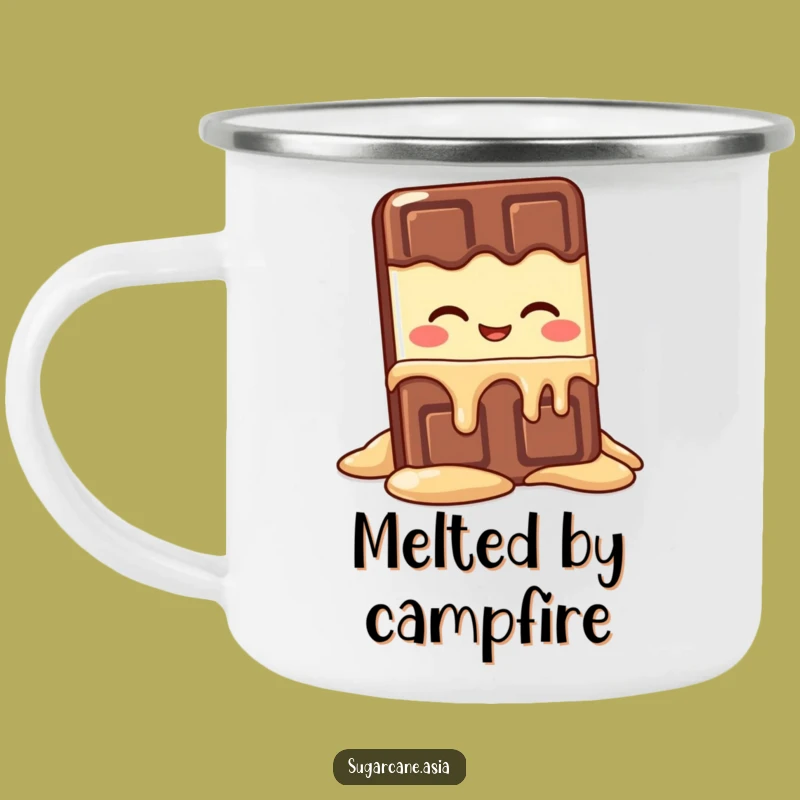 Funny Kawaii Chocolate Bar Melting Camping Mug: Sweet Campfire Companion Gift