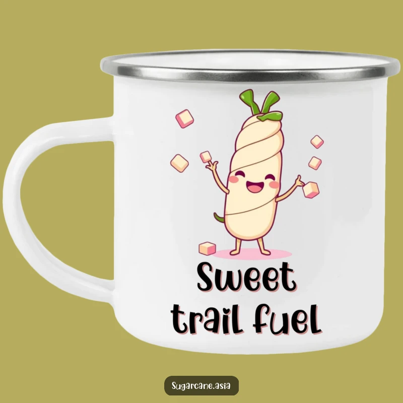 Funny Kawaii Sugarcane Enamel Camping Mug: Sweet Adventures, Perfect Funny Gift
