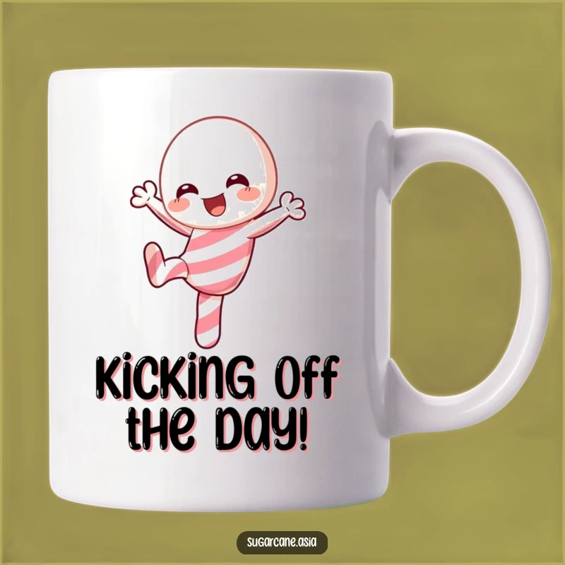 Funny Kawaii Candy Cane Mug: Playful Kick, Perfect Joyful Funny Gift Idea