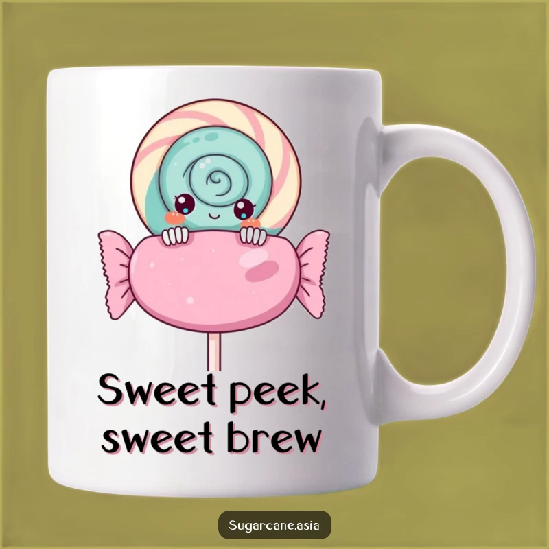 Funny Kawaii Lollipop Mug: Curious Peek, Sweet Anime Funny Gift Idea