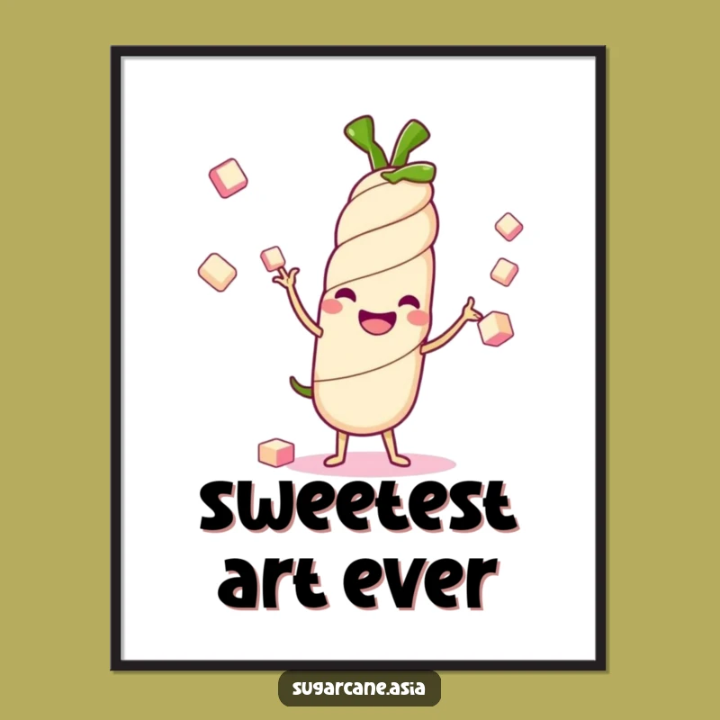 Funny Kawaii Sugarcane Digital Art: Instant Download of Cheerful Juggling Art, Perfect Funny Gift