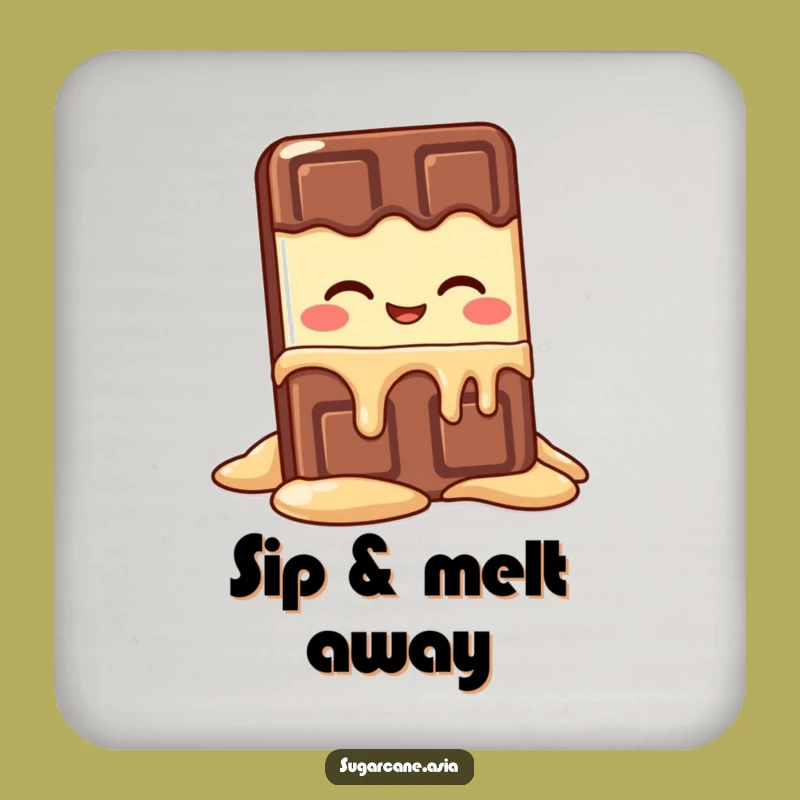 Funny Kawaii Chocolate Bar Melting Coaster: Protect Surfaces Sweetly Gift