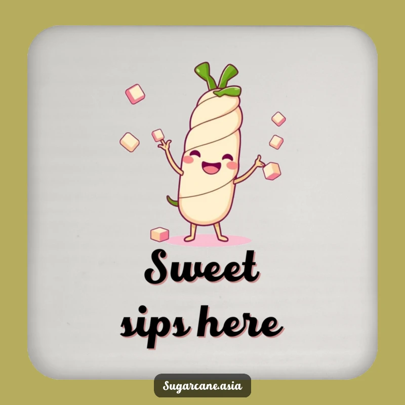 Funny Kawaii Sugarcane Coaster Set: Protect Surfaces with Sweet Cheer, Ideal Funny Gift