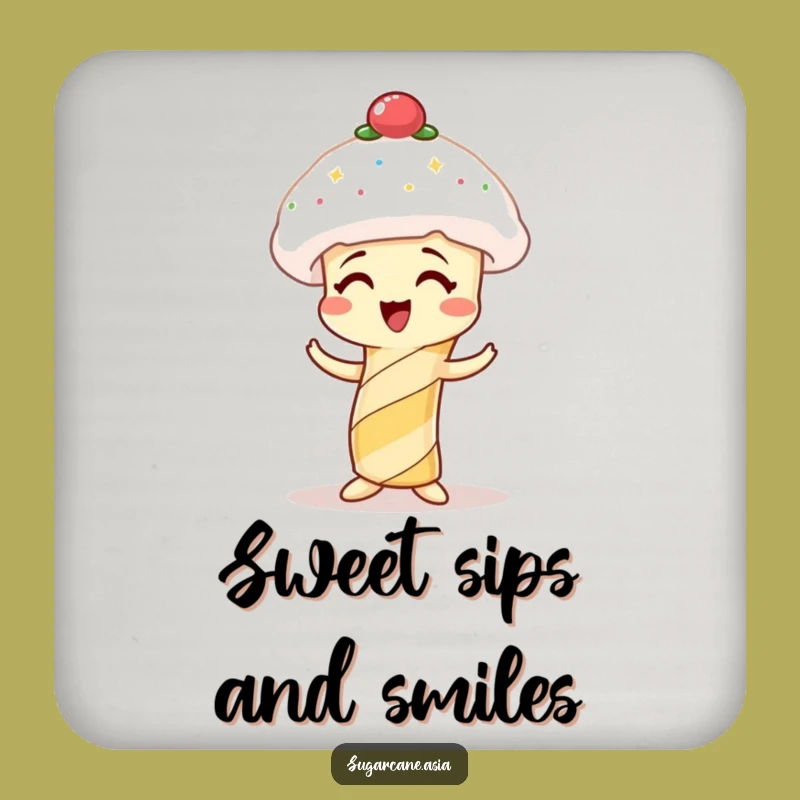 Funny Sugarcane Coaster, Spun Sugar Hat Giggles, Protect Surfaces Funny Gift