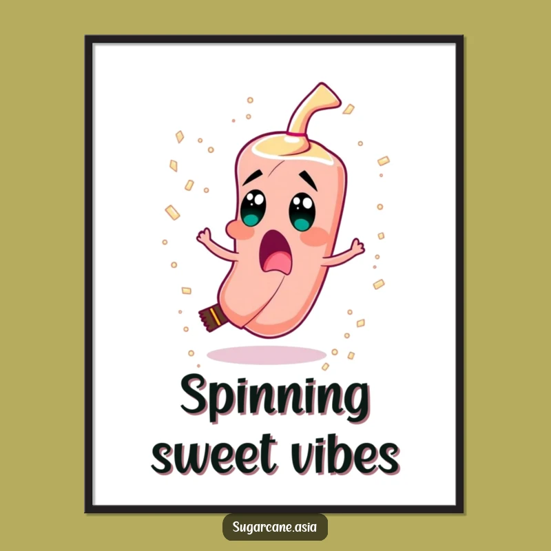 Funny Sugarcane Poster, Sugar Crystal Confetti Celebration, Joyful Funny Gift