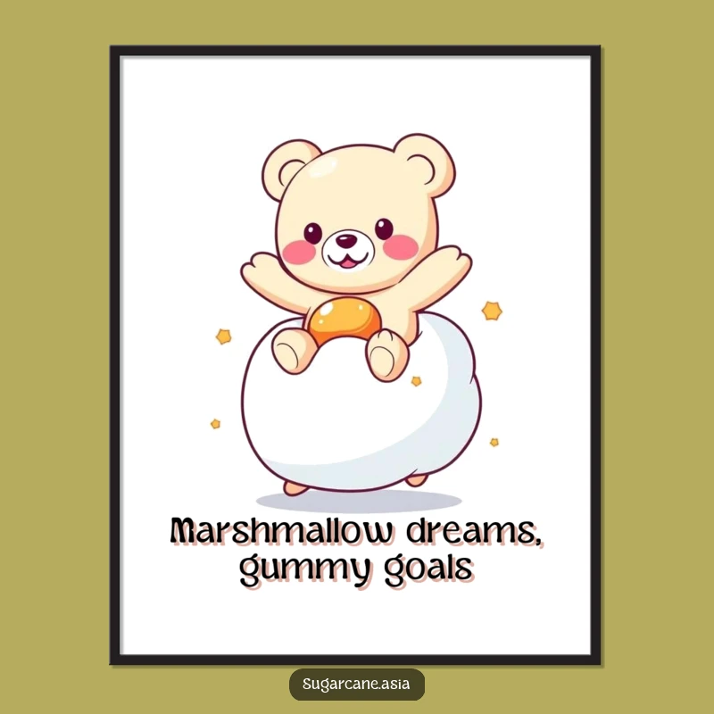 Free Printable Kawaii Gummy Bear Wall Art: Whimsical Bounce Art Downloadable Decor