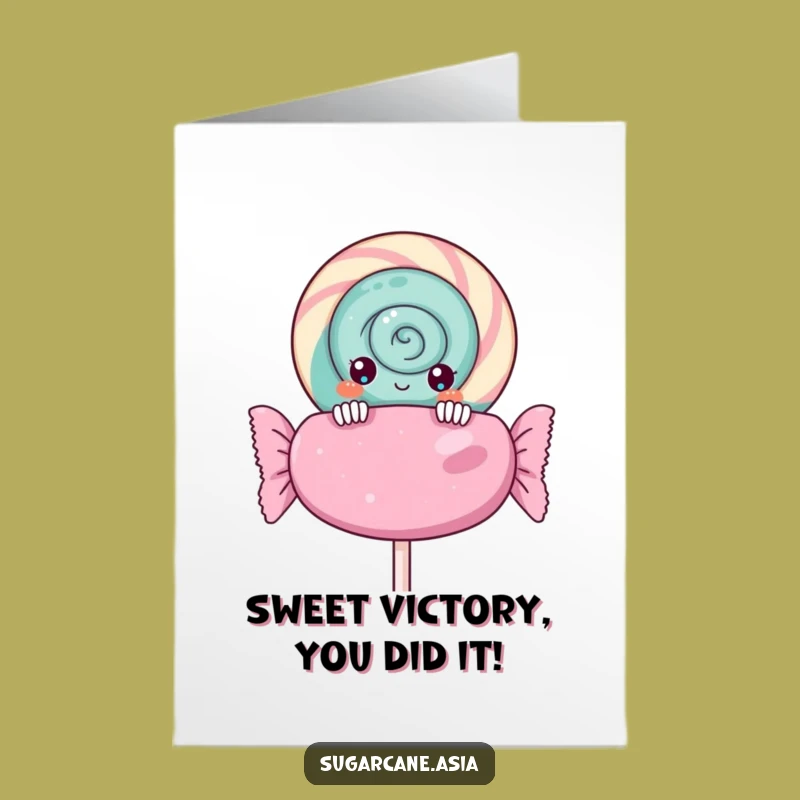 Free Printable Congrats Card: Hilarious Kawaii Lollipop Peeking, Perfect Downloadable Gift