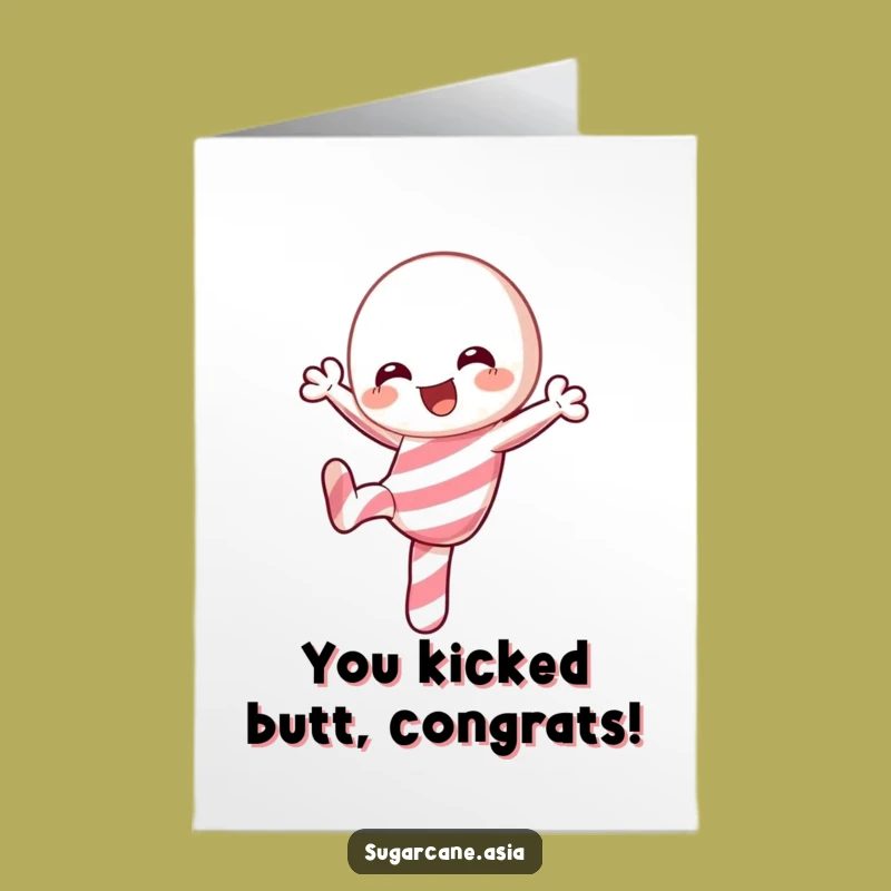 Free Printable Congrats Card: Hilarious Kawaii Candy Cane Kick, Perfect Downloadable Gift
