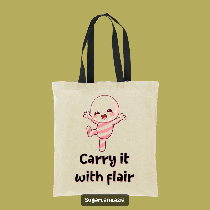 Funny Kawaii Candy Cane Tote Bag: Carry Festive Fun, Cute Playful Accessory