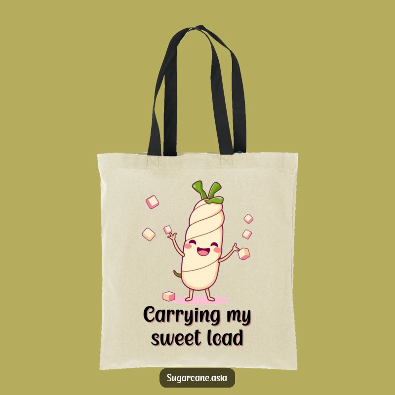 Funny Kawaii Sugarcane Tote Bag: Carry Sweetness with This Cute, Cheerful Accessory