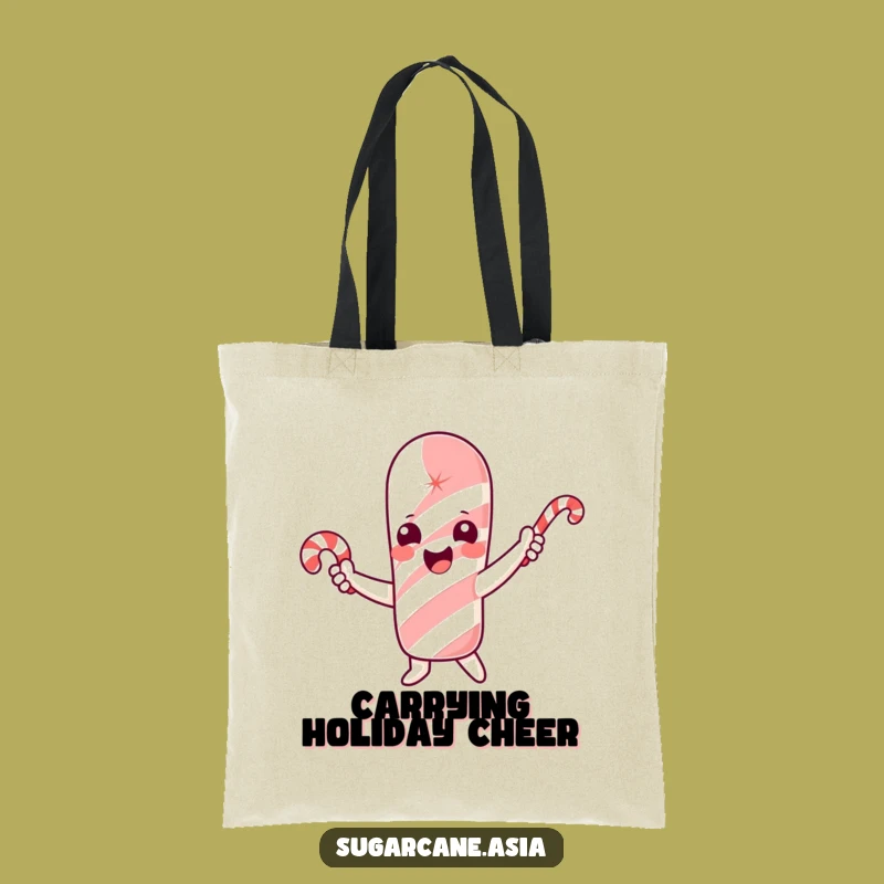 Funny Sugarcane Tote Bag, Carry Candy Cane Cheer, Ideal Funny Gift